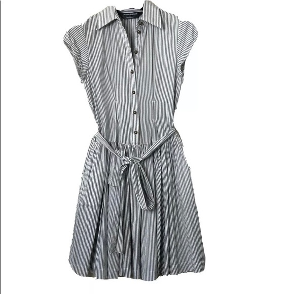 Norma Kamali Dresses & Skirts - Norma Kamali Gray Striped Dress w/capped sleeves S